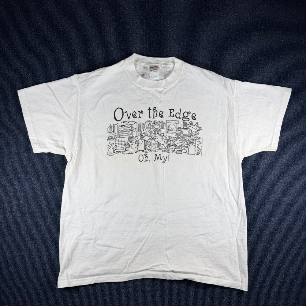 Vintage Over the Edge Oh My Quilting Craft Graphic T-Shirt White XL 2002